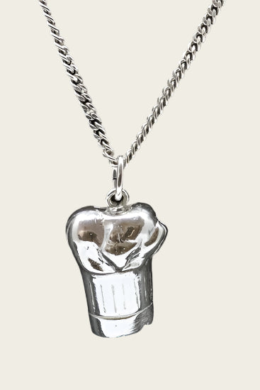 Zilveren Koksmuts middel ketting hanger