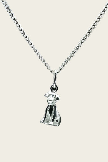 Silver Dog Sitting Necklace Pendant - 2