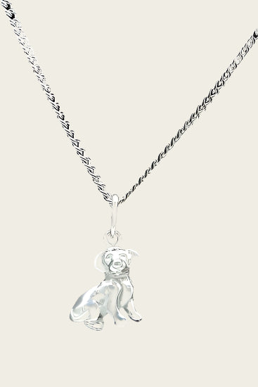 Silver Dog Sitting Necklace Pendant