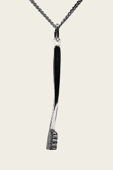 Zilveren Tandenborstel ketting hanger - groot