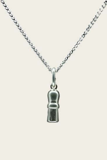 Zilveren Scheerkwast ketting hanger