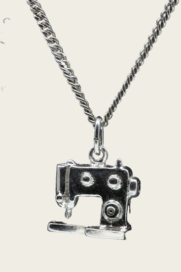 Silver Sewing Machine 2 Necklace Pendant