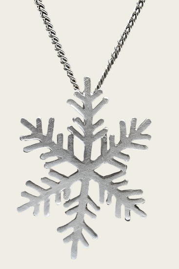 Zilveren Sneeuwvlok mat ketting hanger
