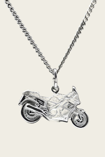 Zilveren Motor ketting hanger - middel