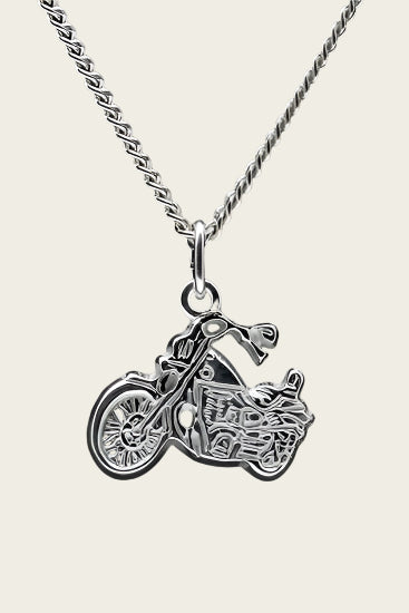 Zilveren Motor ketting hanger - plat