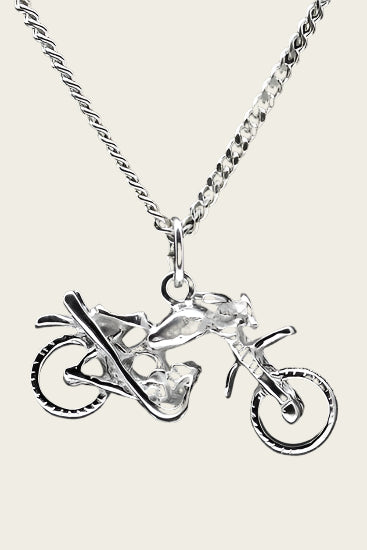 Zilveren Motorcross ketting hanger