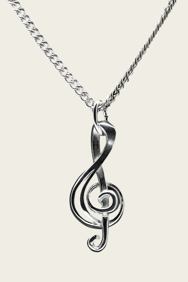 Zilveren Muzieksleutel ketting hanger - 1