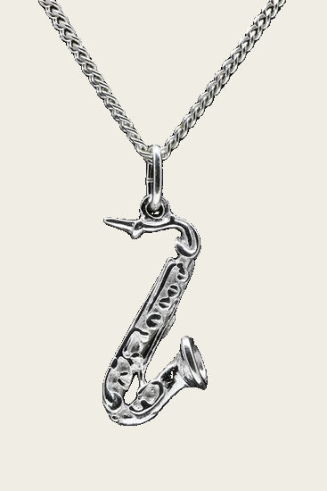 Zilveren Saxofoon ketting hanger - middel 2