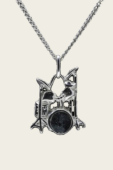Zilveren Drumstel ketting hanger - 2