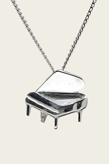 Zilveren Piano ketting hanger - open
