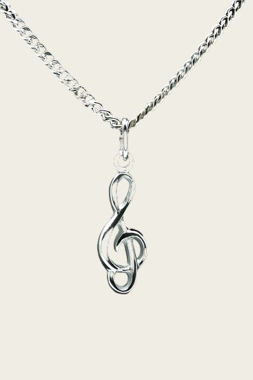 Zilveren Muzieksleutel ketting hanger - licht