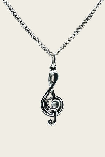 Zilveren Muzieksleutel ketting hanger - 2