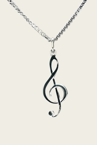 Zilveren Muzieksleutel ketting hanger - 3