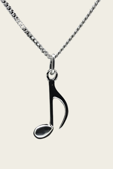 Zilveren Muzieknoot ketting hanger - losse vlag