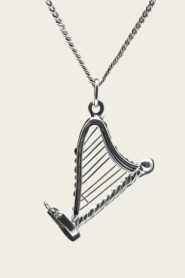 Zilveren Harp met pedalen ketting hanger