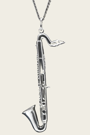 Zilveren Saxofoon groot ketting hanger