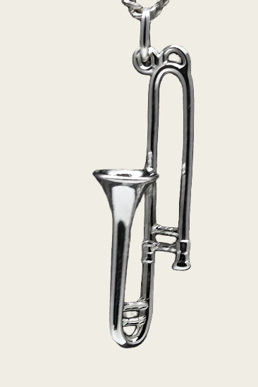 Zilveren Trombone middel ketting hanger