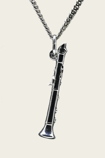 Zilveren Klarinet middel ketting hanger