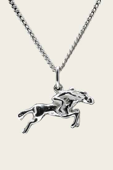 Zilveren Paard ketting hanger - met jockey
