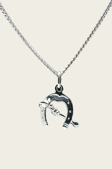 Zilveren Hoefijzer zweep ketting hanger
