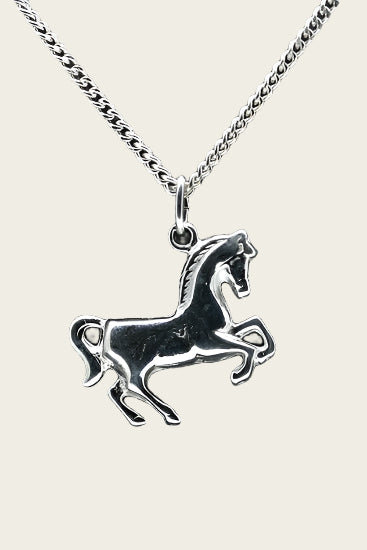 Zilveren Paard ketting hanger - groot