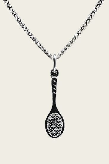 Zilveren Tennisracket ketting hanger - licht