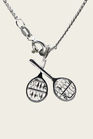 Zilveren Tennisracket ketting hanger - dubbel