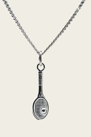 Zilveren Tennisracket ketting hanger - klein met bal 2