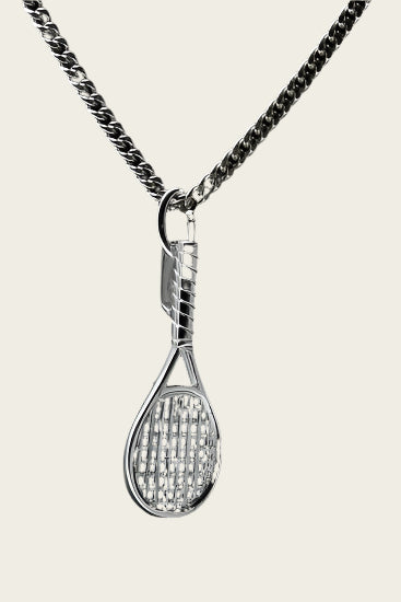 Zilveren Tennisracket ketting hanger