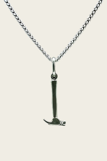 Zilveren Hamer glad ketting hanger - klein