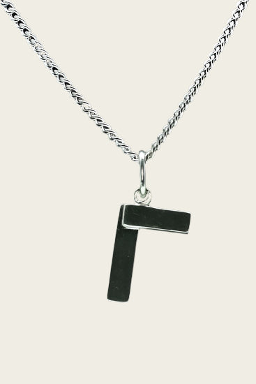 Zilveren Schrijfhaak ketting hanger