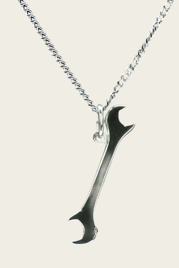Silver Wrench Necklace Pendant - Large