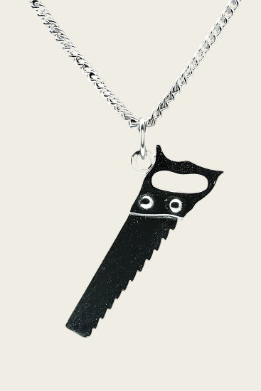 Zilveren Zaag ketting hanger - groot