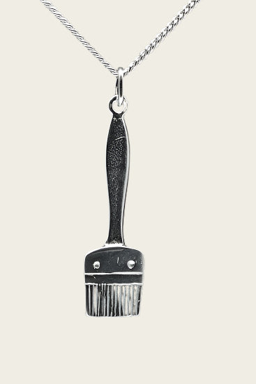 Zilveren Kwast ketting hanger - groot