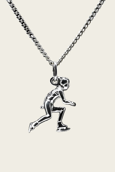 Zilveren Schaatser ketting hanger