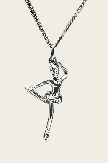 Zilveren IJsdanseres groot ketting hanger