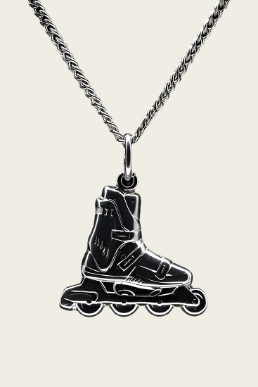 Zilveren Skeeler ketting hanger - groot