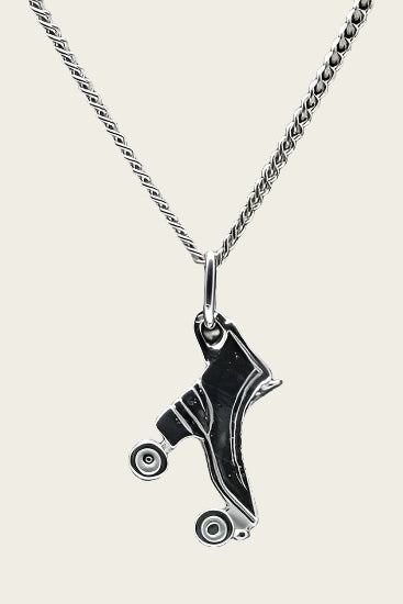 Zilveren Rollerskate ketting hanger