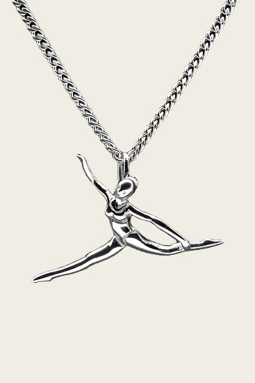 Zilveren Turnster ketting hanger - spagaat