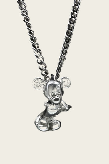 Zilveren Tekenfilm muis 3D ketting hanger