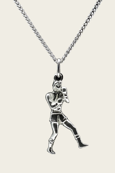 Zilveren Bokser ketting hanger - groot