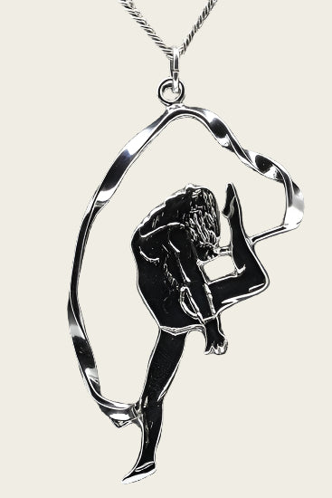 Zilveren Turnster met lint ketting hanger - groot