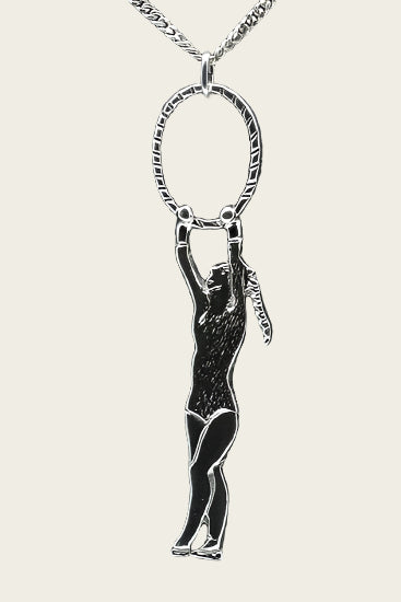 Zilveren Turnster met hoepel ketting hanger