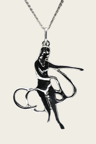 Zilveren Turnster met lint ketting hanger - middel
