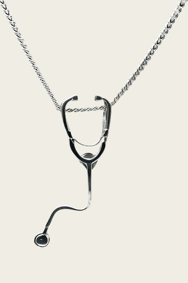 Silver Stethoscope Necklace Pendant