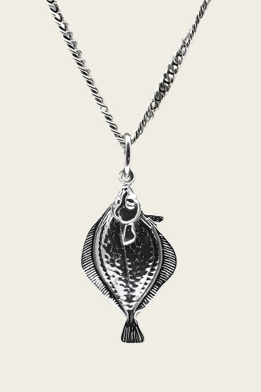 Zilveren Schol - Tong ketting hanger