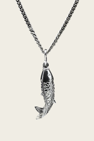 Zilveren Koi Karper ketting hanger
