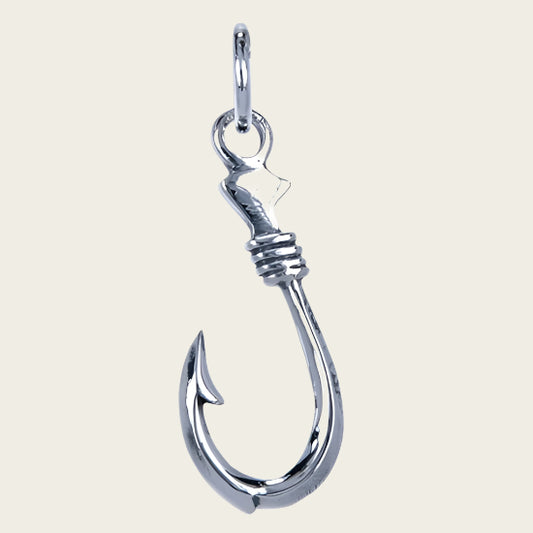 Zilveren Vishaak groot ketting hanger