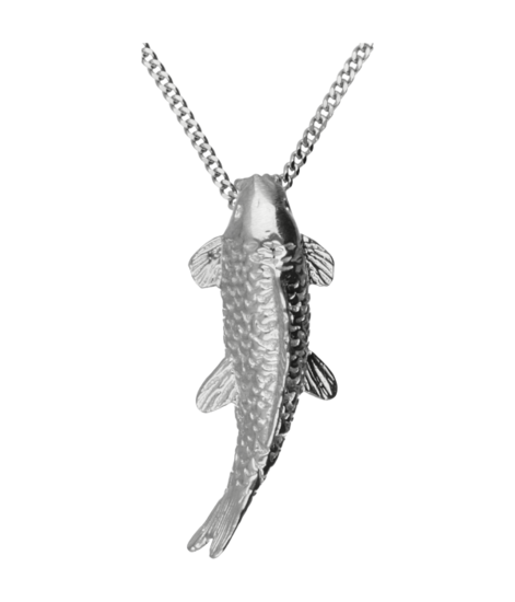 Zilveren Koi Karper groot ketting hanger
