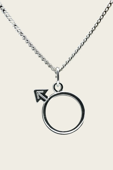 Zilveren Mannen teken ketting hanger